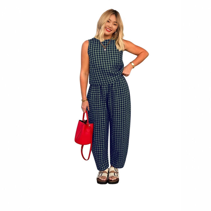 Dame jumpsuit med ternet mønster og afslappet pasform Stilla