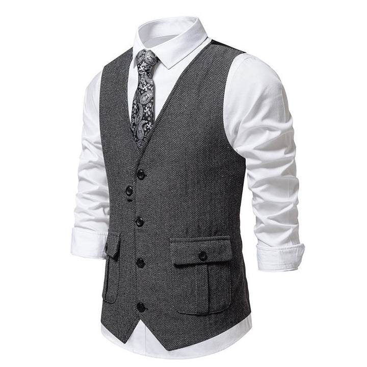 Herrer Elegant Fiskebensmønster Vest Stilla