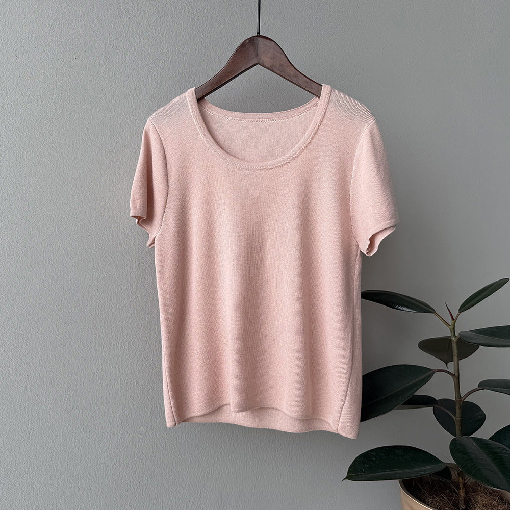 Dame simpel rund halsudskæring T-shirt i blødt materiale Stilla