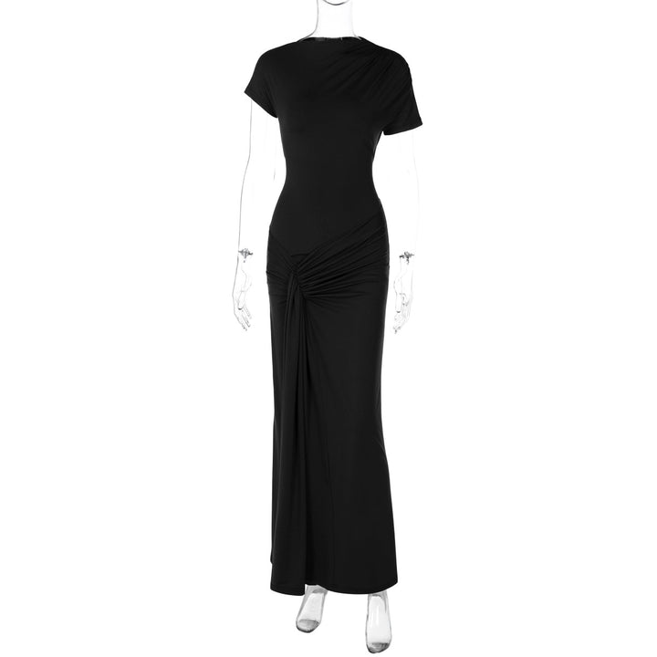 Damer Elegante Maxikjole med Drapering og Asymmetrisk Kant Skovae