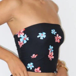 Femme Strapless Floral Print Crop Top Stilla