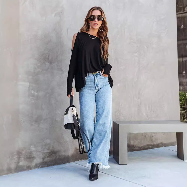 Damer Casual Oversized Pullover med Cut-Out-Ærmer Stilla