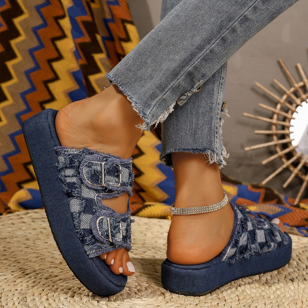 Dame Trendy Denim Platform Sko Stilla