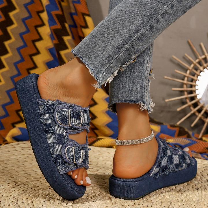 Dame Trendy Denim Platform Sko Stilla