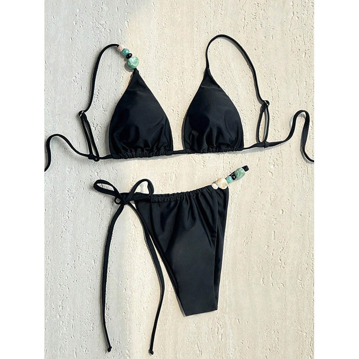 Dame triangel-bikini med håndlavede smykkedetaljer Skovae