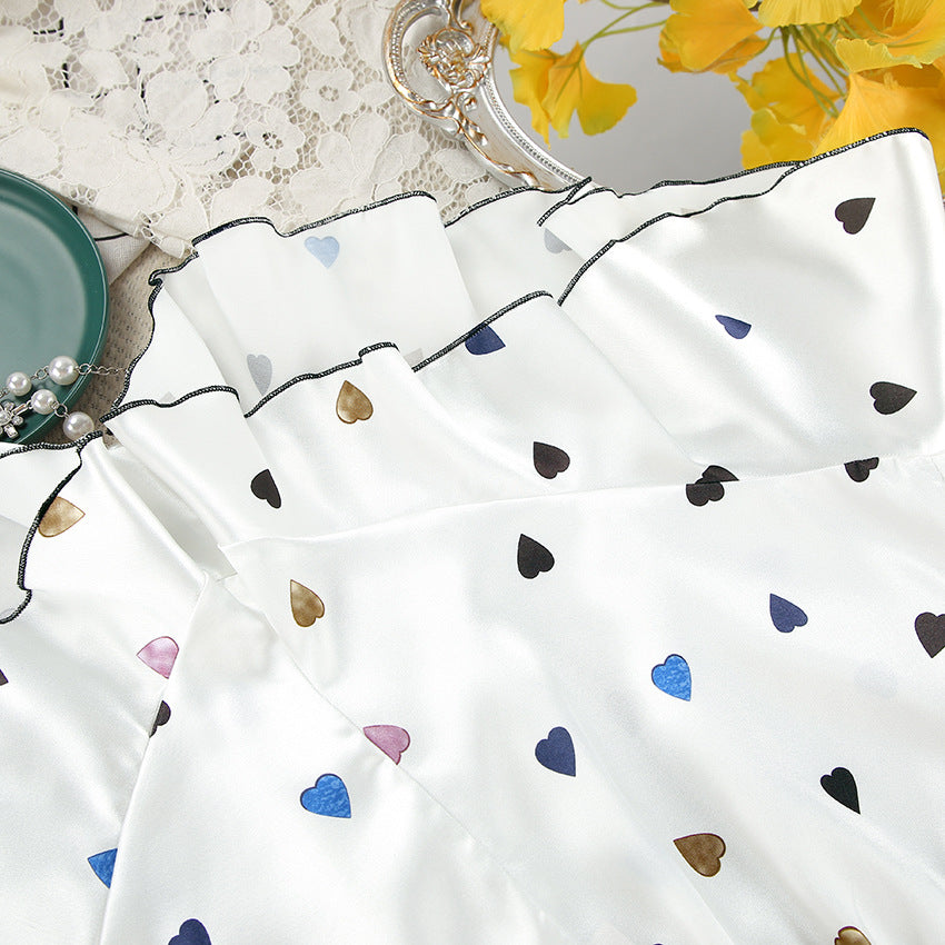 Dame Satin pyjamasæt med legende hjerte-design Stilla