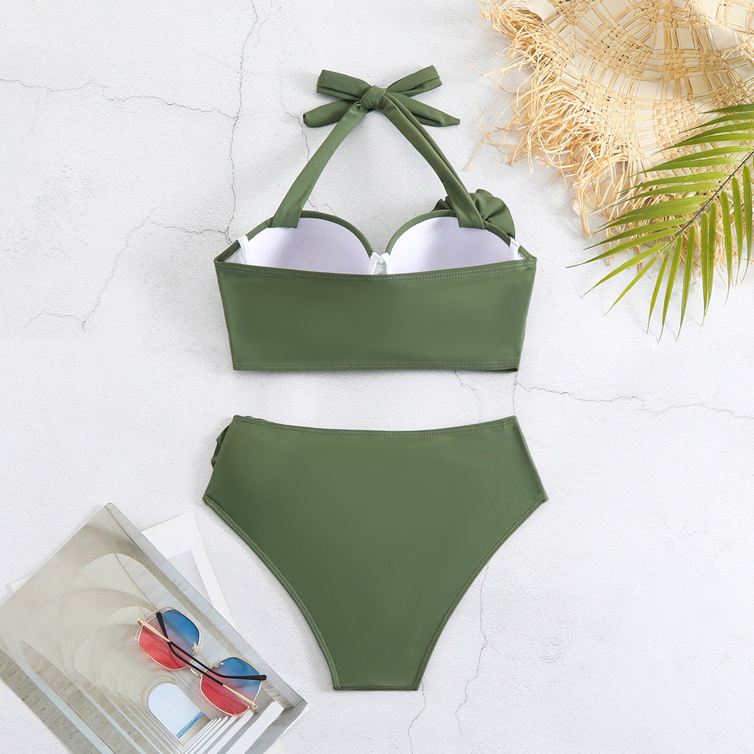 Dame bikini-sæt med blomsterdetalje og elegant høj talje Stilla