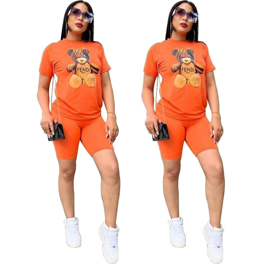 Dame Sporty Kortærmet Top og Cykelshorts Sæt Stilla
