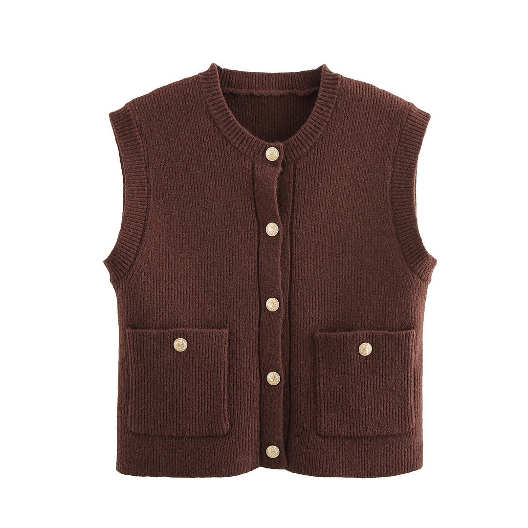 Dame Button-Up Strikvest med praktiske lommer Stilla