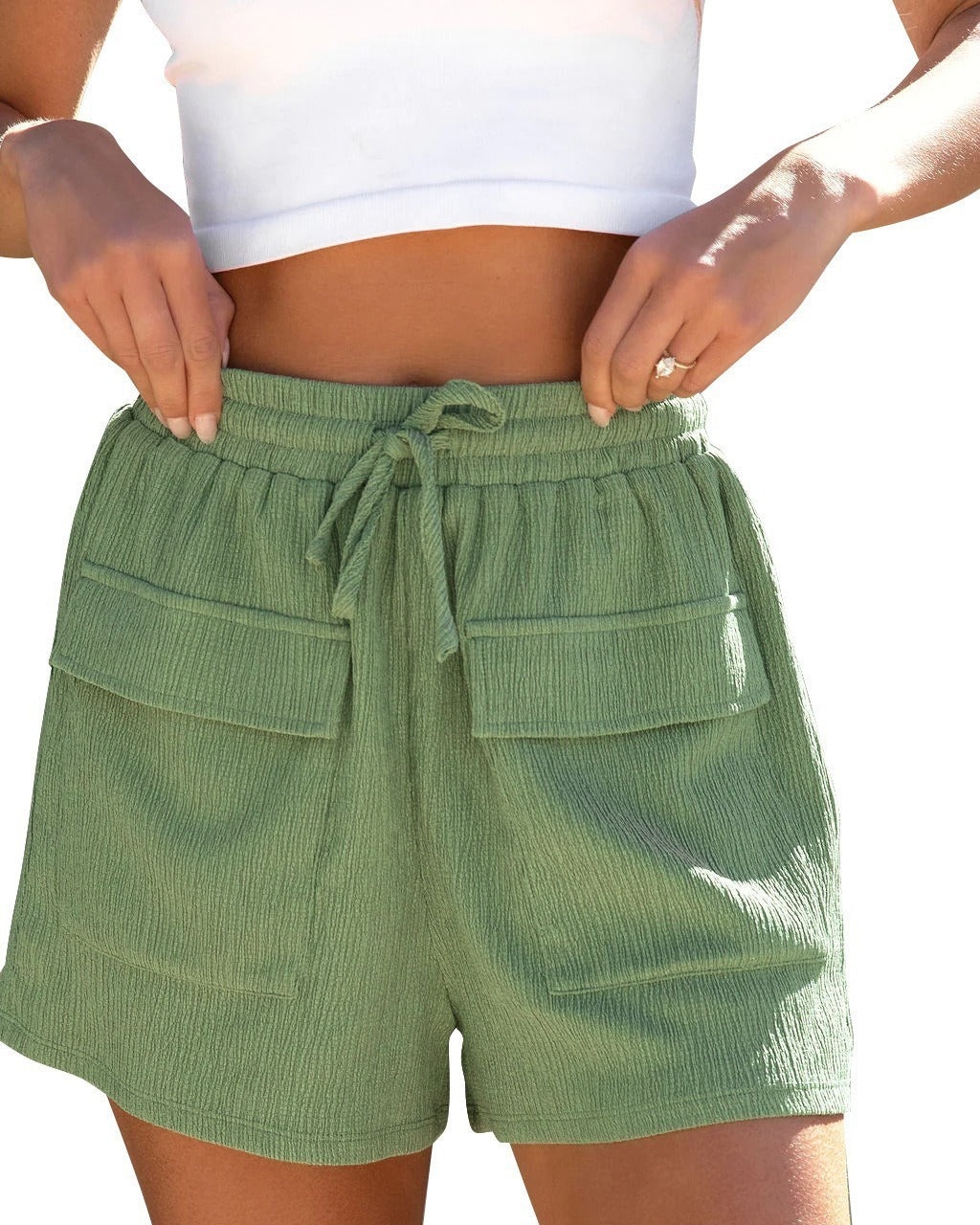 Dame fritidsshorts med praktiske sidelommer og elastisk linning Stilla