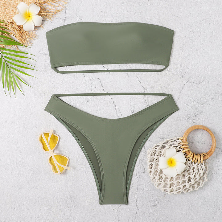 Dame bikini-sæt med elegant lukning og højskåret trusse Stilla