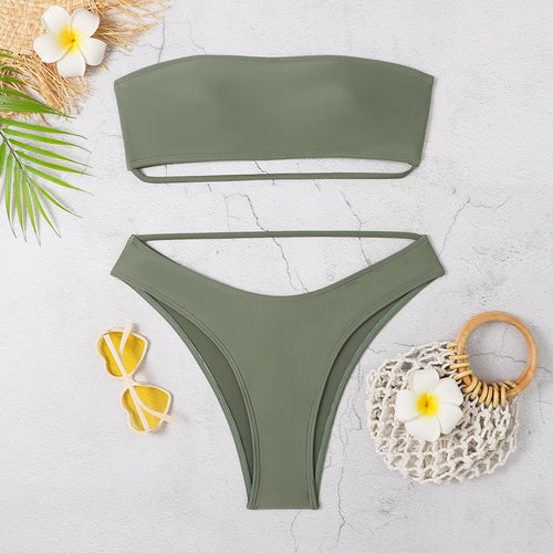 Dame bikini-sæt med elegant lukning og højskåret trusse Stilla