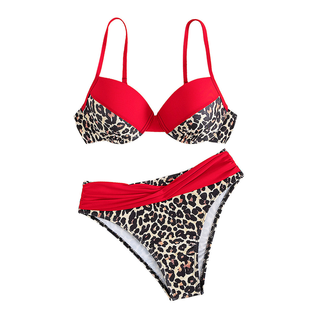 Dame Push-Up-Bikini med Leo-mønster og fashionable stropper Skovae