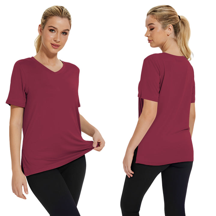 Dame Funktionelt V-Hals Sport T-shirt med åndbar teknologi Skovae
