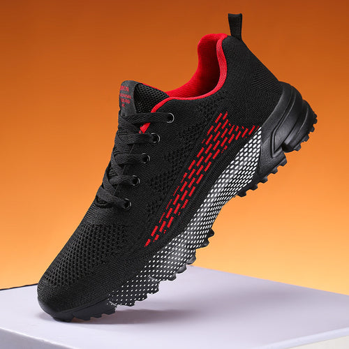 Herren nan lette strik-træningssneakers med gribende offroad-profilsohle polstret hæl og stødabsorberende letmellemsål Skovae