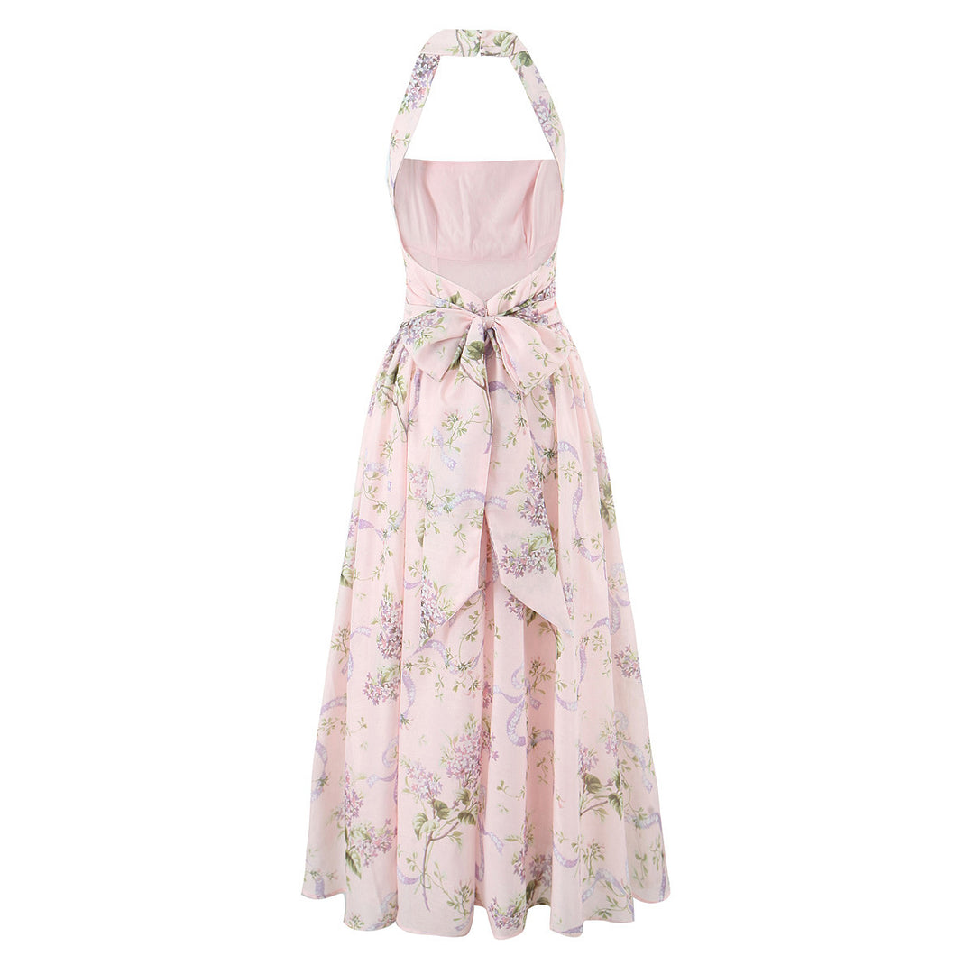 Dame Maxi-kjole med fine blomsterprint og elegant halterdesign Stilla