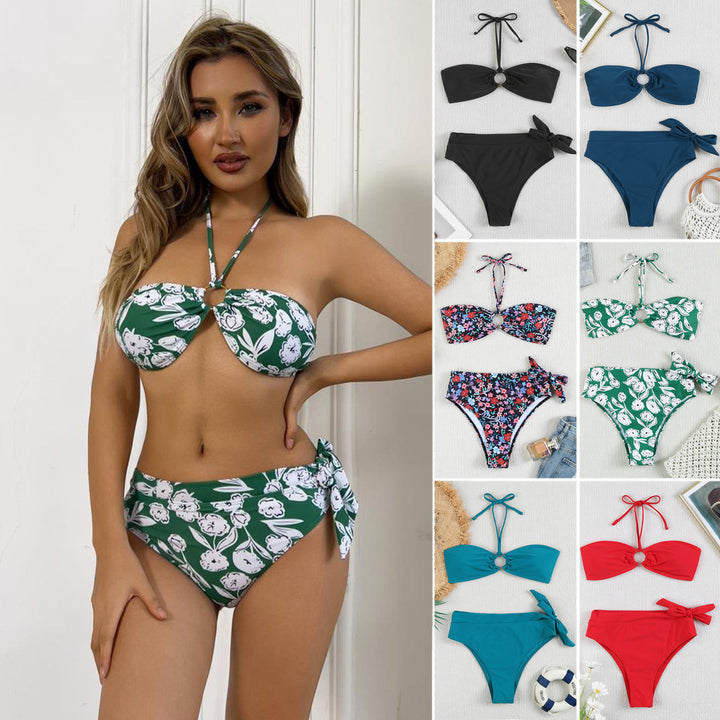 Dame Bikini-sæt med blomstrede mønstre og høj talje Stilla