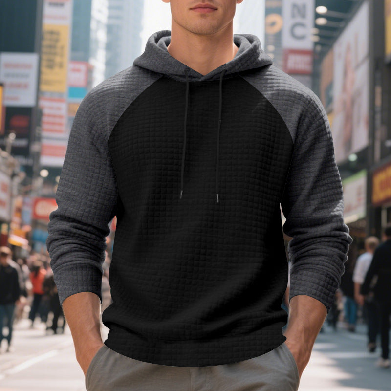 Herre nan quilted hoodie med raglanærmer og snoretræk Skovae