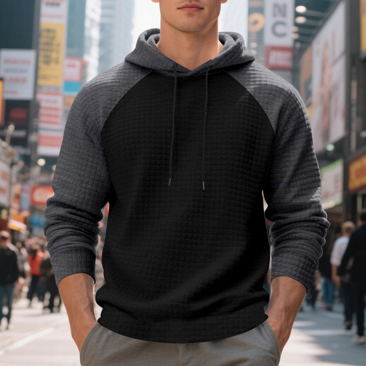 Herre nan quilted hoodie med raglanærmer og snoretræk Skovae
