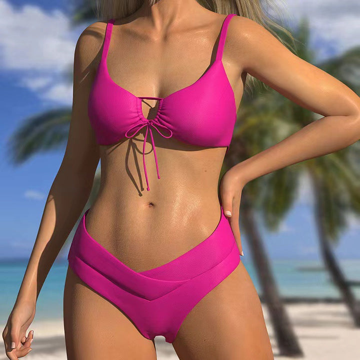 Dame Høj taljeret Struktur-Bikini-Sæt Stilla