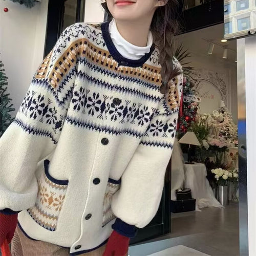 Kvinder Cozy Cardigan med hætte og dekorativt mønster Stilla