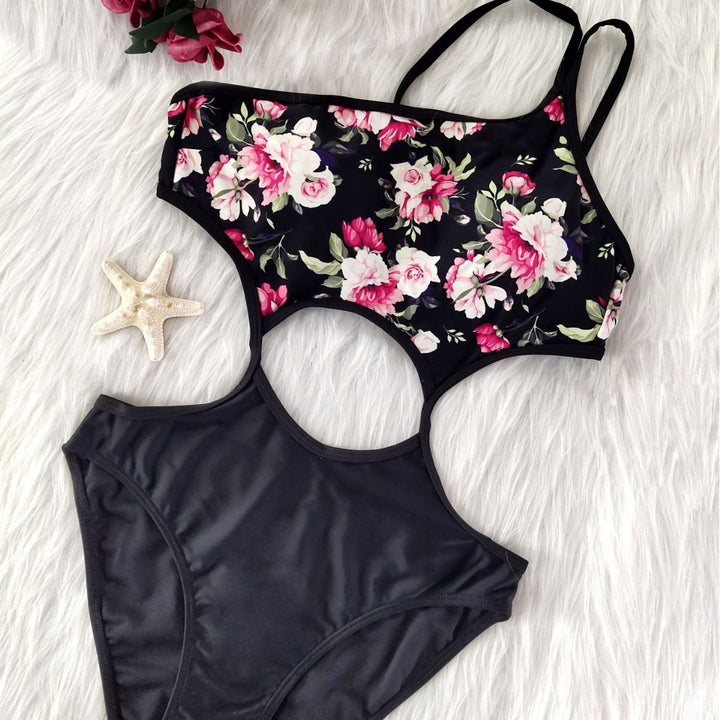Damer one-piece badedragt med blomstertryk Skovae