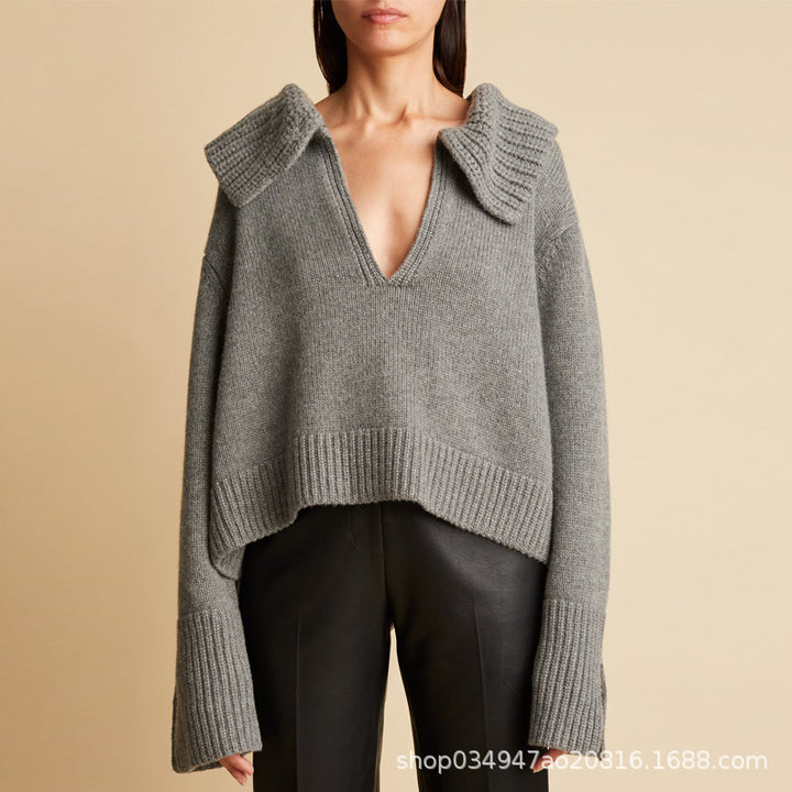 Dame sweater med vid hals og stribet design Stilla