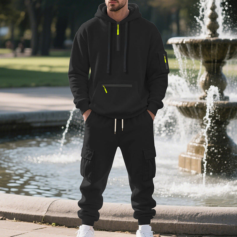 Herrer sporty hoodie sæt med funktionelle lommer og åndbare egenskaber Stilla