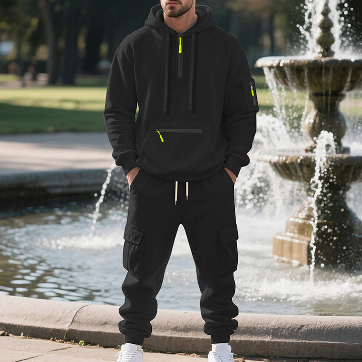 Herrer sporty hoodie sæt med funktionelle lommer og åndbare egenskaber Stilla