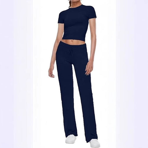 Dame afslappet crop-top og sportshose sæt Stilla