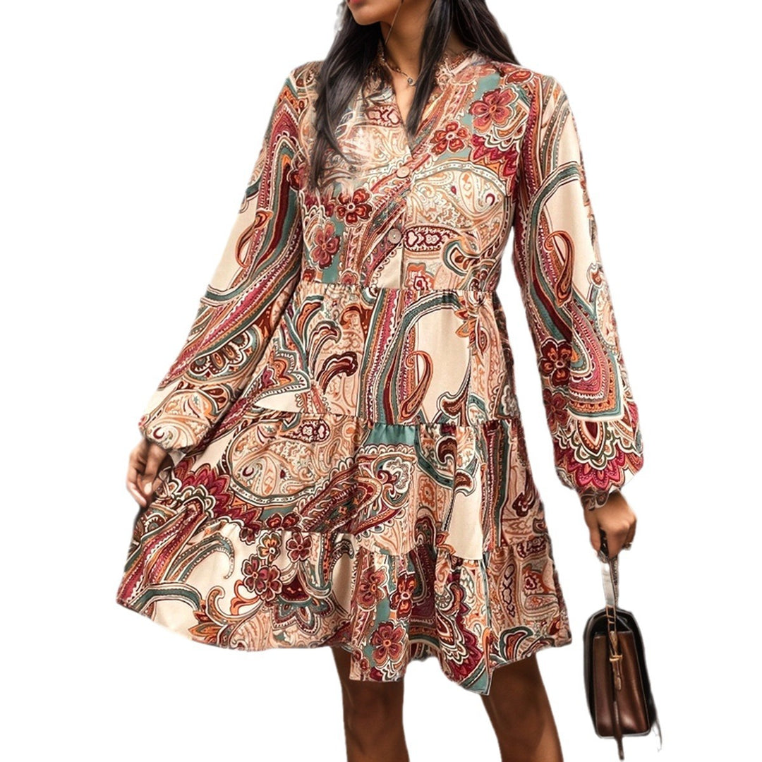 Kvinder Bohemian Paisley Print Midi Kjole Stilla