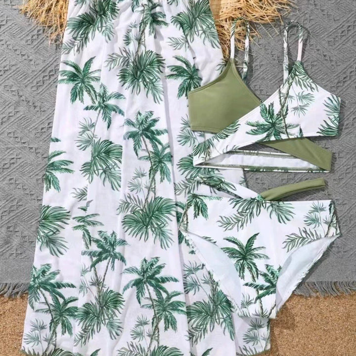 Dame Tropisk Trykt Bikini og Maxi Cover-Up Sæt Stilla