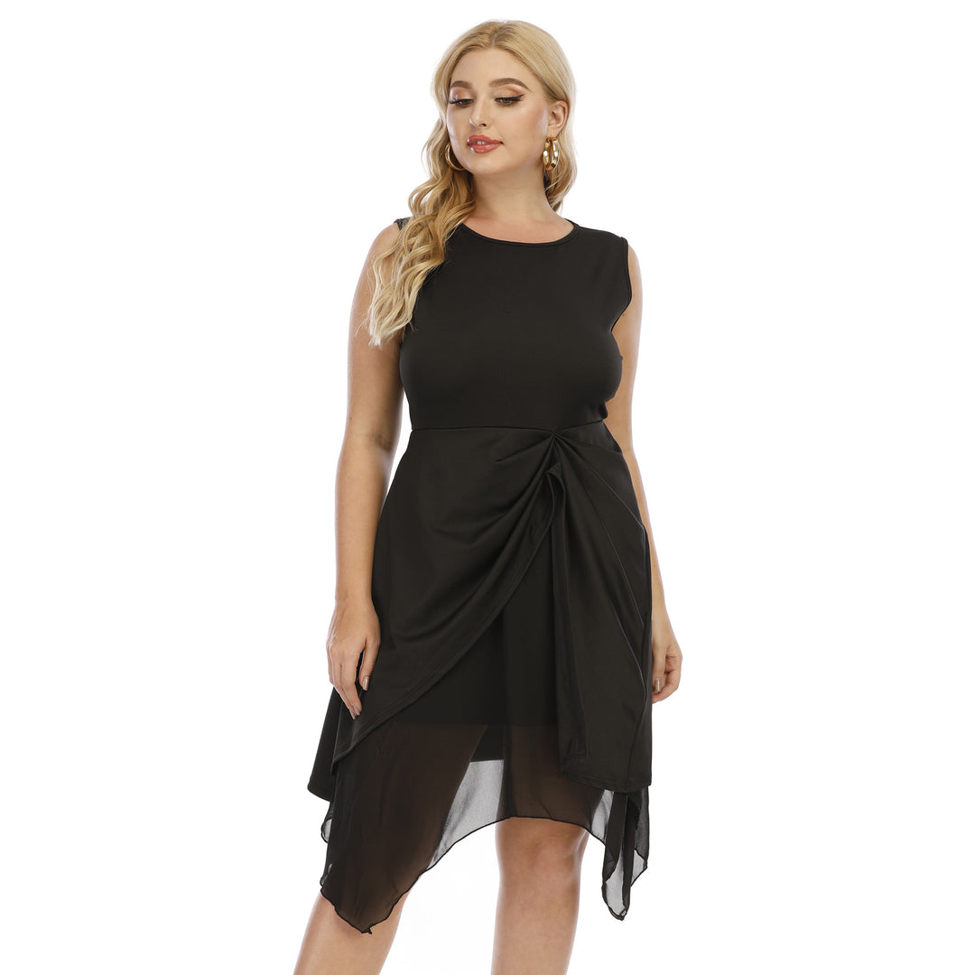 Dame elegant asymmetrisk kjole med knude-detaljer Skovae