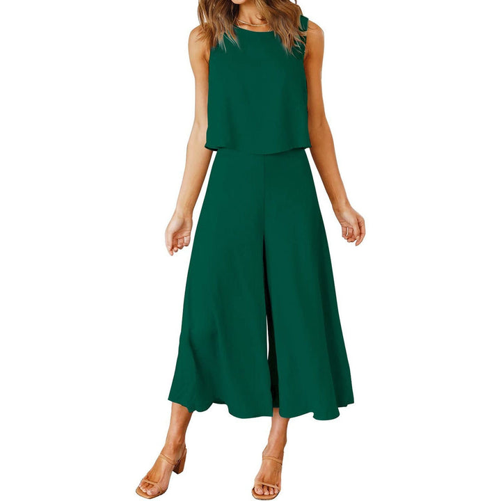 Dame Løs Jumpsuit med Svingende Ben og Ærmeløst Design Skovae