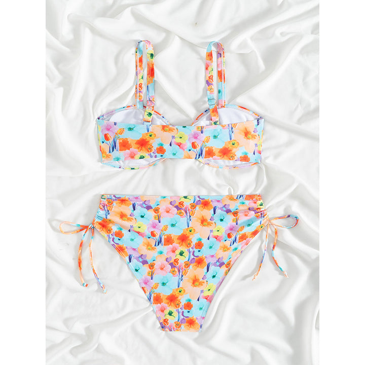 Dame Floral Print Høj Talje Bikini Sæt Stilla