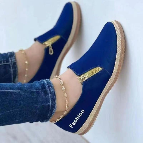 Dame Mode Slip-On Sneakers med dekorativ lynlås og behageligt fodseng Stilla