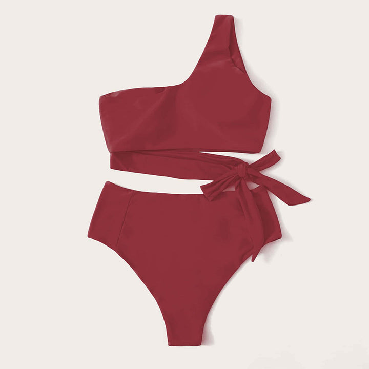 Dame Enkelt Bikini med høj talje og elegant knude Skovae