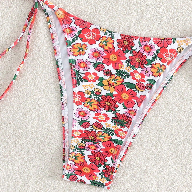 Dame Bikini-sæt med blomsterdesign og justerbare stropper Skovae