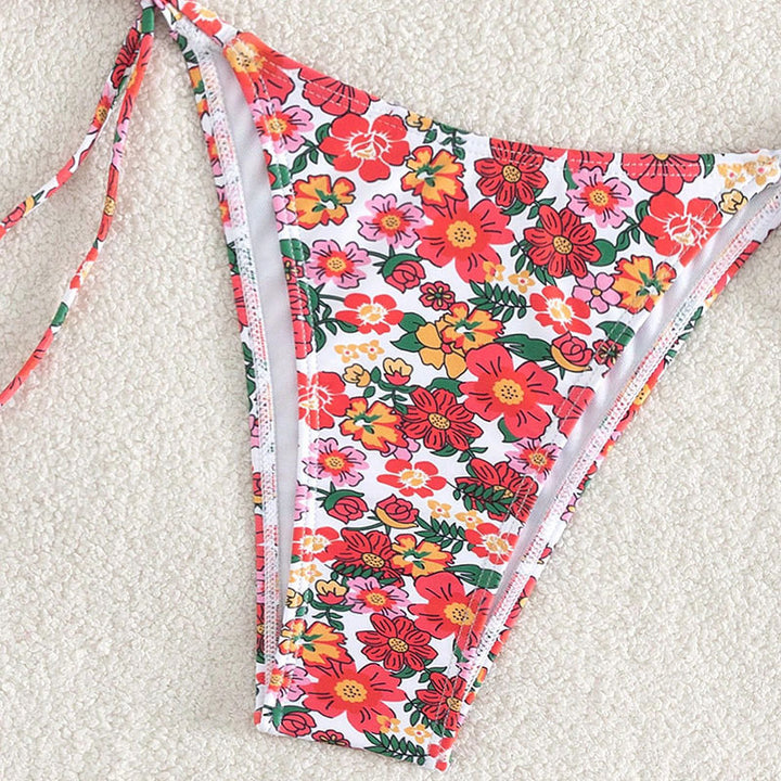 Dame Bikini-sæt med blomsterdesign og justerbare stropper Skovae