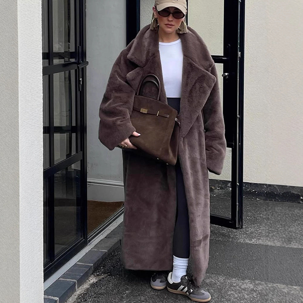 Dame Oversized Künstpelsfrakke Stilla