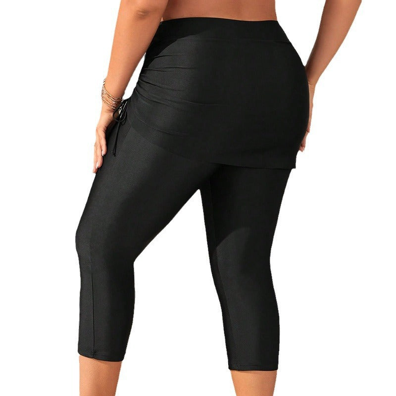 Dame Sporty Capri Leggings med Rynkedetalje Skovae