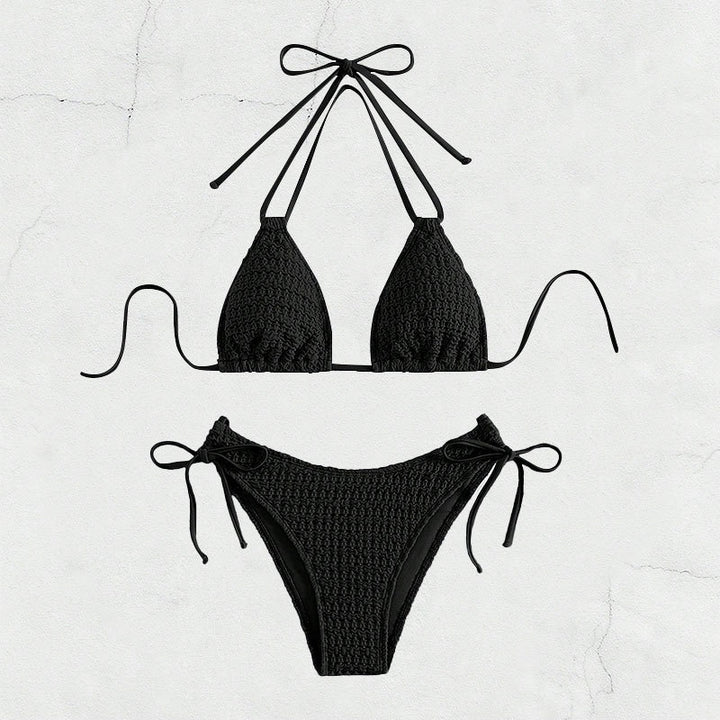 Dame Hæklet-Bikini-Sæt med legesyge Sløjfedetaljer Skovae