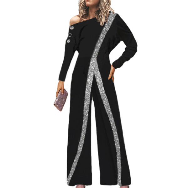Dame jumpsuit med smart asymmetrisk design og glamour-accents Stilla