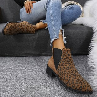 Dame Chelsea-støvler med leopardmønster og elastiske indsatser Stilla