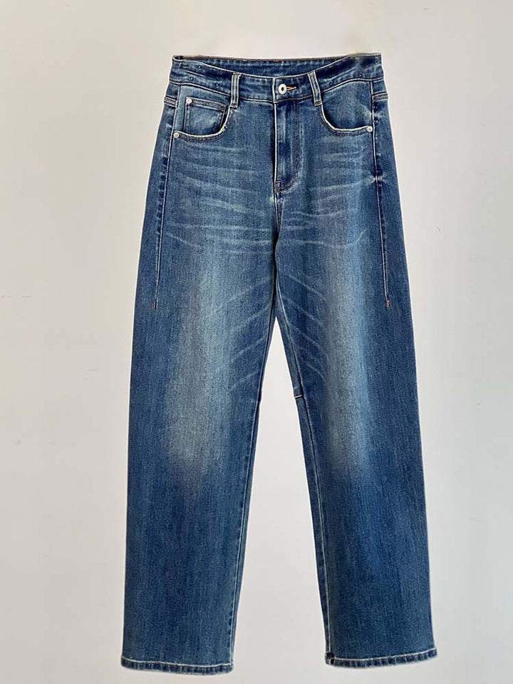 Dame bred jeansbukser med høj talje og moderne snit Stilla