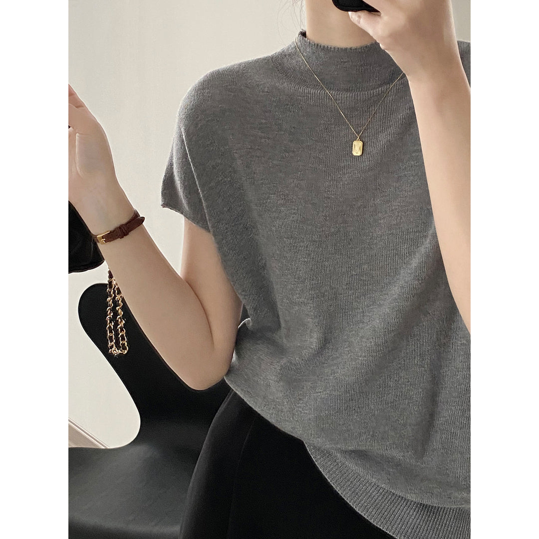 Dame elegant Kortærmet sweater med fin struktur og afslappet pasform Stilla