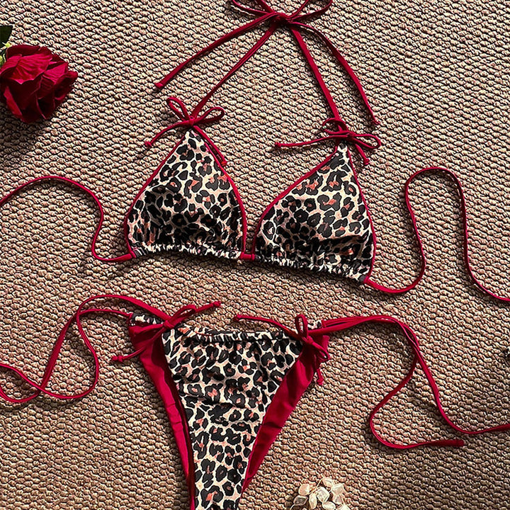 Dame triangel bikini med dyreprint og justerbare bindebånd Skovae