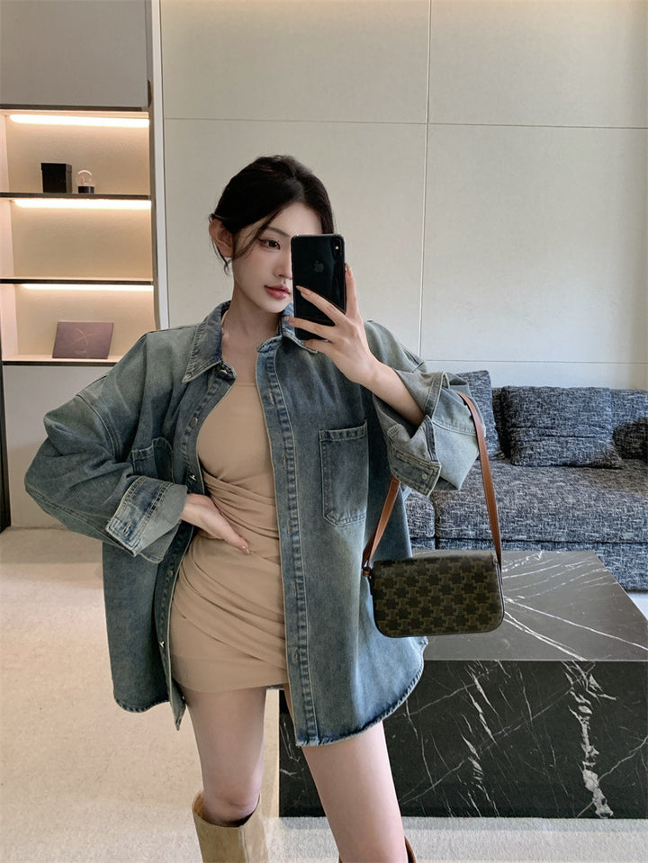 Kvinders Oversize Denim Skjorte Stilla