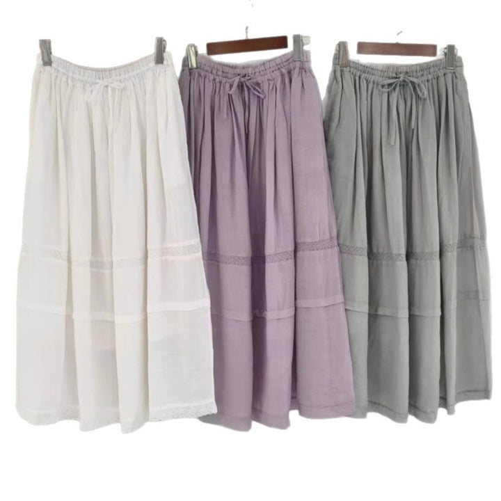 Femme Gestufte Maxi-Nederdel med funktionel snor Stilla