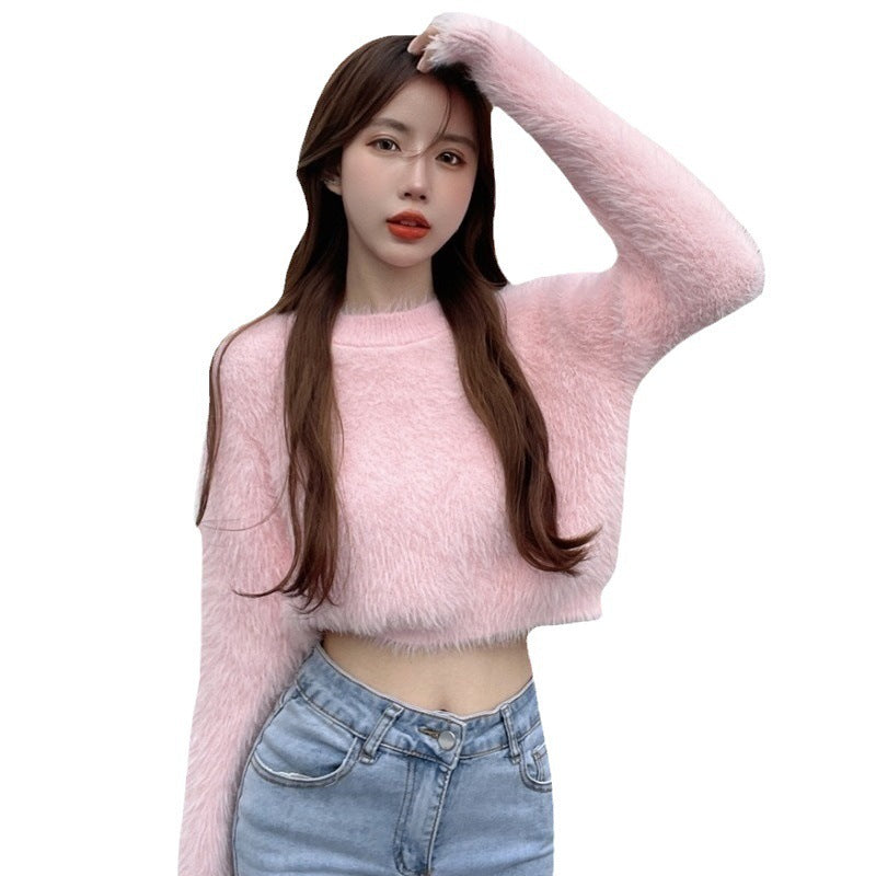 Femme Fluffy Cropped Striktrøje Stilla